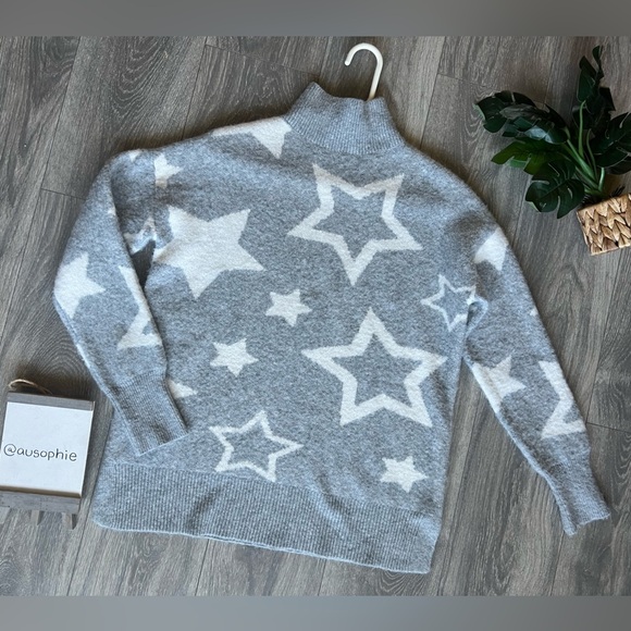 Lou & grey starstruck mock neck turtleneck star sweater in pebble grey heather M - Picture 6 of 13